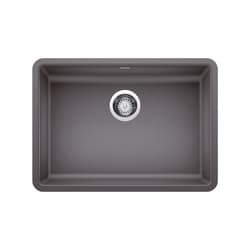 Blanco 442539 PRECIS™ SILGRANIT® Composite Sink, Cinder, Rectangle Shape, 23 in L x 16 in W x 5 in D Bowl, 25 in L x 18 in W x 5-1/2 in H, Granite