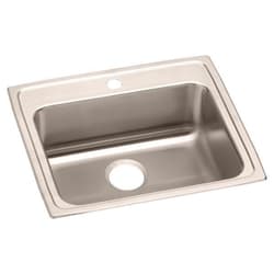 Just Manufacturing SLADA1921A501-J ADA Sink, Lustrous Satin, Rectangular Shape, 18 in L x 14 in W Bowl x 5 in D Bowl, 1 Faucet Holes, 5 in H x 19-1/2 in W x 22 in L, 304 Stainless Steel