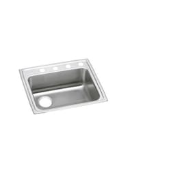 Just Manufacturing SLADA1921A654-J ADA Sink, Lustrous Satin, Rectangular Shape, 18 in L x 14 in W Bowl x 6-3/8 in D Bowl, 4 Faucet Holes, 6-1/2 in H x 19-1/2 in W x 22 in L, 304 Stainless Steel