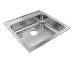 Just Manufacturing SLADA2122A654-J ADA Sink, Lustrous Satin, Rectangular Shape, 19 in L x 16 in W Bowl x 6-3/8 in D Bowl, 4 Faucet Holes, 6-1/2 in H x 22 in W x 22 in L, 304 Stainless Steel