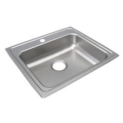 Just Manufacturing SLADA1921A603-J ADA Sink, Lustrous Satin, Rectangular Shape, 18 in L x 14 in W Bowl x 6 in D Bowl, 3 Faucet Holes, 6 in H x 19-1/2 in W x 22 in L, 304 Stainless Steel