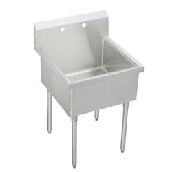 Just Manufacturing SB124-2-J Scullery Sink, 44 in H x 27-1/2 in W x 27 in L, Floor Mounting, 304 Stainless Steel, 1 Bowls, 8 in Faucet Hole Spacing, 8 in Backsplash
