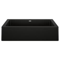 Blanco 526545 VINTERA™ Super Single Bowl Apron Front Kitchen Sink, Rectangular Shape, 30 in L x 19 in W x 9.366 in H, Reinforced Base Mount, SILGRANIT®, Coal Black, Import