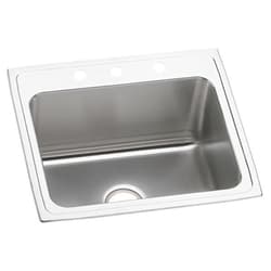 Just Manufacturing SLX2125A3-J Sink, Lustrous Satin, Rectangular Shape, 21 in L x 15-3/4 in W Bowl x 10 in D Bowl, 3 Faucet Holes, 10-1/8 in H x 21-1/4 in W x 25 in L, 304 Stainless Steel