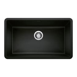 Blanco 442935 PRECIS™ Super Single Bowl Kitchen Sink, Coal Black, Rectangular Shape, 30 in L x 17 in W x 9-1/2 in D Bowl, 32 in L x 19 in W x 9.866 in H, SILGRANIT®