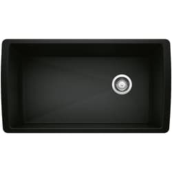 Blanco 442916 DIAMOND™ Super Single Bowl Kitchen Sink, Coal Black, Rectangular Shape, 30-1/2 in L x 16-1/2 in W x 9-1/2 in D Bowl, 33.5 in L x 18.5 in W x 9.866 in H, SILGRANIT®