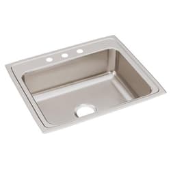 Just Manufacturing SL2125A3-J Sink, Lustrous Satin, Rectangular Shape, 21 in L x 15-3/4 in W Bowl x 7-3/4 in D Bowl, 3 Faucet Holes, 7-7/8 in H x 21-1/4 in W x 25 in L, 304 Stainless Steel