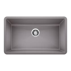Blanco 440148 PRECIS™ SILGRANIT® II Kitchen Sink, Metallic Gray, Rectangle Shape, 30 in L x 17 in W x 9-1/2 in D Bowl, 32 in L x 19 in W, Solid Granite