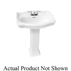 Barclay 3-854WH 3-85X Stanford™: 600 Lavatory Sink, Rectangle Shape, 4 in Faucet Hole Spacing, 23-5/8 in W x 17-7/8 in D x 35-7/8 in H, Wall Mount, Vitreous China, White, Import
