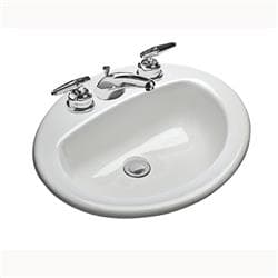 Mansfield® 237-4 WH MS Oval™ Self-Rimming Lavatory With Concealed Front Overflow