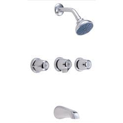 Gerber® Classics™ G0048030 Three Metal Fluted Handle Threaded Escutcheon Tub & Shower Fitting with IPS/Sweat Connections & Threaded Spout