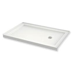MAAX® 410006-501-001-001 B3Round 6036 Acrylic Alcove Shower Base in White with Center Drain