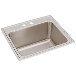 Just Manufacturing SLXD2225A2-J Sink, Lustrous Satin, Rectangular Shape, 21 in L x 15-3/4 in W Bowl x 12 in D Bowl, 2 Faucet Holes, 12-1/8 in H x 22 in W x 25 in L, 304 Stainless Steel