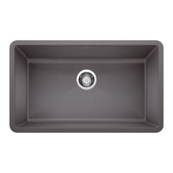Blanco 441478 PRECIS™ SILGRANIT® II Super Single Bowl Composite Sink, Cinder, Rectangle Shape, 30 in L x 17 in W x 9-1/2 in D Bowl, 32 in L x 19 in W, Granite