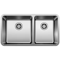Blanco 442769 FORMERA 1-3/4 Offset Bowl Kitchen Sink, Satin, Rectangular Shape, 16-3/4 in Left, 13 in Right L x 16 in W x 9 in D Bowl, 33 in L x 18 in W x 9.0787 in H, 304 Stainless Steel