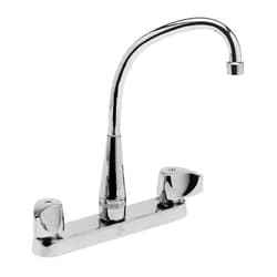 Just Manufacturing JTR50 Triple Radius Spout Faucet, 1.5 gpm Flow Rate, High-Arc Spout, Polished Chrome Plate, 2 Handles, Domestic