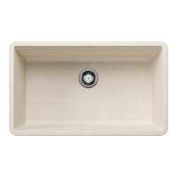 Blanco 443084 PRECIS SILGRANIT Super Single Sink, Soft White, Rectangle Shape, 9-1/2 in L x 30 in W Bowl x 17 in D Bowl, 10 in H x 32 in W x 19 in D, Granite