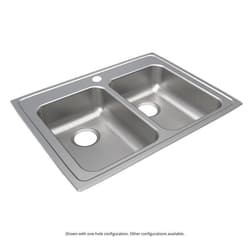 Just Manufacturing DLADA2128A551-J ADA Sink, Lustrous Satin, Rectangular Shape, 11-1/2 in Left/Right L x 16 in Left/Right W Bowl x 5-3/8 in Left/Right D Bowl, 1 Faucet Holes, 5-1/2 in H x 22 in W x 29 in L, 304 Stainless Steel