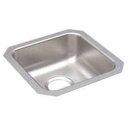 Just Manufacturing USADA1414A55-J ADA Sink, Lustrous Satin, Rectangular Shape, 12 in L x 12 in W Bowl x 5-3/8 in D Bowl, 5-3/8 in H x 14-1/2 in W x 14-1/2 in L, 304 Stainless Steel