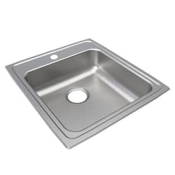 Just Manufacturing SLADA2219A651-J ADA Sink, Lustrous Satin, Rectangular Shape, 16 in L x 16 in W Bowl x 6-3/8 in D Bowl, 1 Faucet Holes, 6-1/2 in H x 22 in W x 19-1/2 in L, 304 Stainless Steel