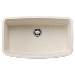 Blanco 443091 VALEA SILGRANIT Super Single Sink, Soft White, Rectangle Shape, 9-1/2 in L x 30 in W Bowl x 17 in D Bowl, 32 in W x 19 in D, Granite